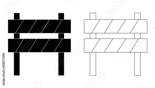 Hurdle roadblock sign, safety protectot icon, symbol. Boundary fence, equipment. security system. Road barrier.