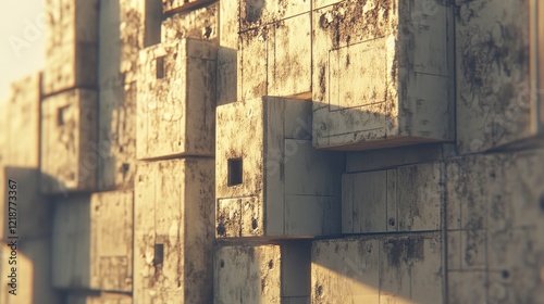 Weathered Cubic Structure Abstract Architectural Design