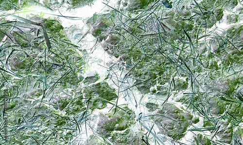 Bacteria, cell and particle with abstract