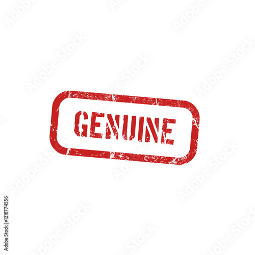 Genuine - red rubber stamp with grunge effect - vector illustration	