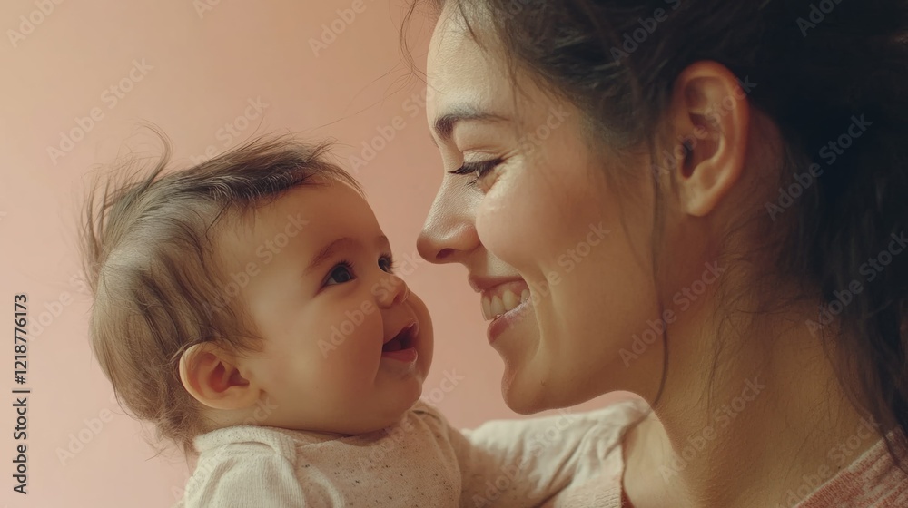 Tender moment between a mother and her baby girl. Warm, loving connection. Tender moment between a mother and her baby girl. Warm, loving connection.