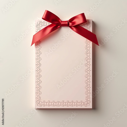Elegant gift Card wrapped with teal ribbon ready for celebration or special occasion