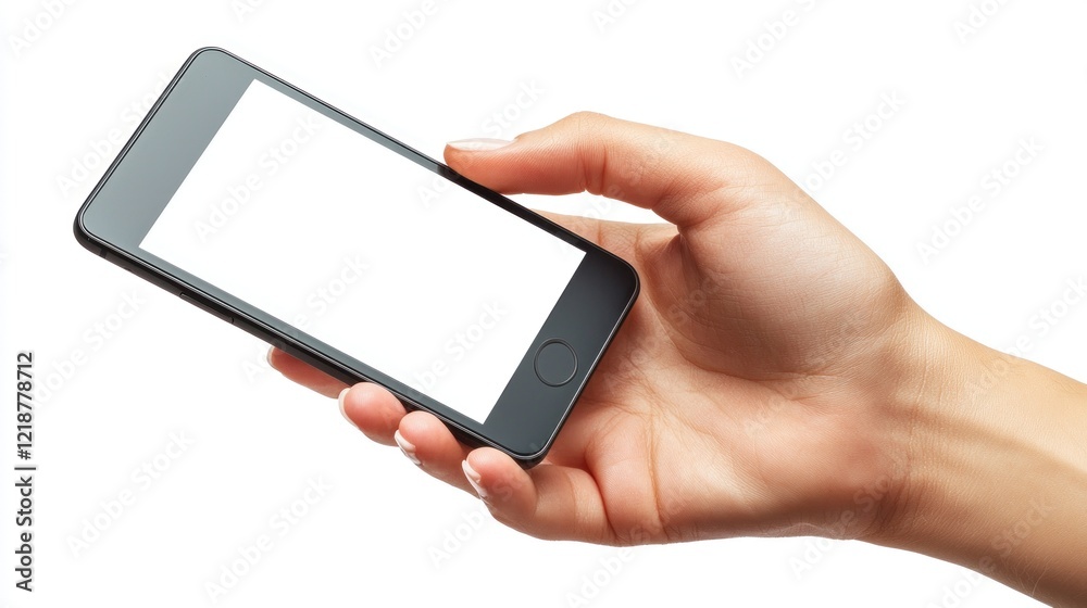 Hand Holding Smart Phone with Blank Screen for Product Display Hand Holding Smart Phone with Blank Screen for Product Display