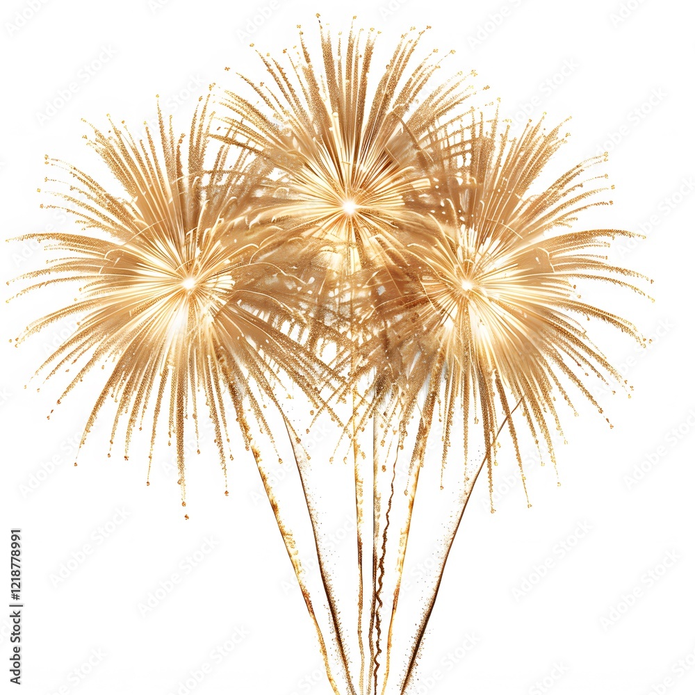 Naklejka premium Golden Fireworks Bursting in Night Sky for Celebration Events
