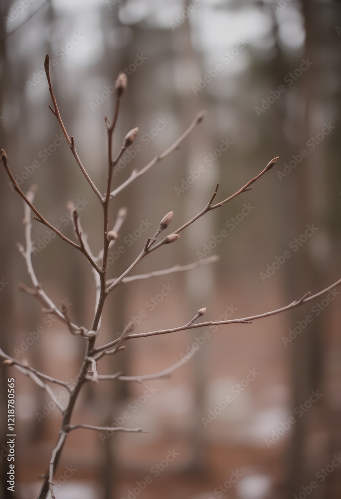 Bare Tree Branch with Soft Blurred Nature Background Bare Tree Branch with Soft Blurred Nature Background