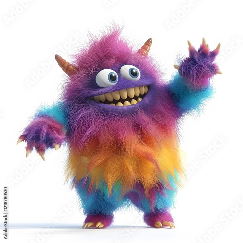 Colorful and Playful Cartoon Monster with Big Eyes and Fun Expressions