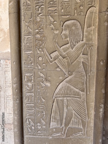 Beautiful wall reliefs on the walls of Horemheb tomb in Saqqara in Giza photo