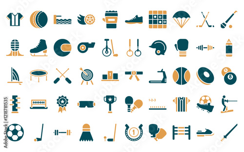 50 linear sport icon pack. vector thin line karate, handball, swimming, drifting, mixed martial arts, racewalking, go game icons suitable for apps and websites ui designs.
