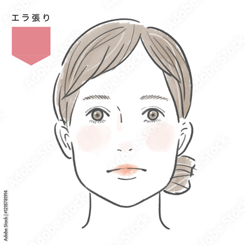エラ張りの顔型のメイクをした女性