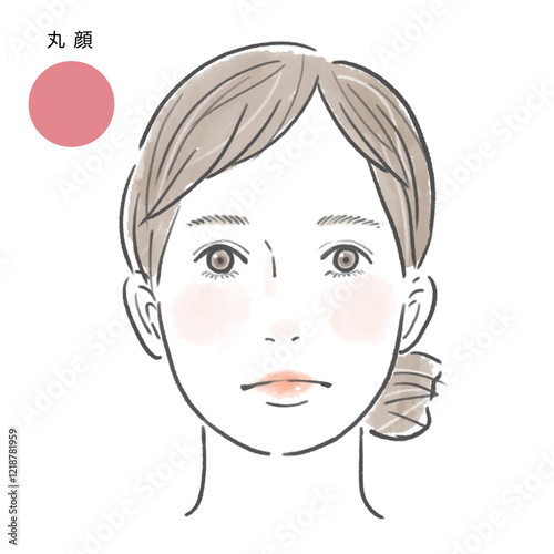 丸顔でメイクをした女性