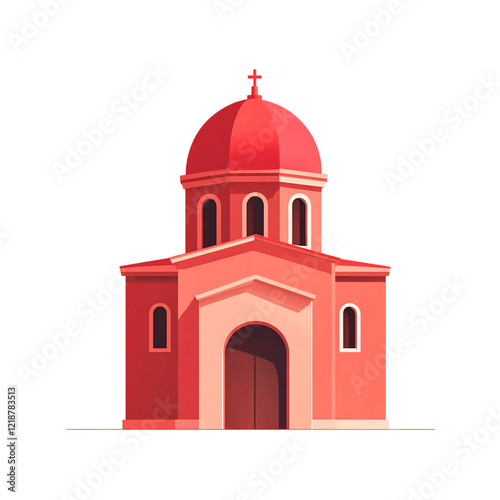 Red Dome Church Architectural Design Simple Illustration