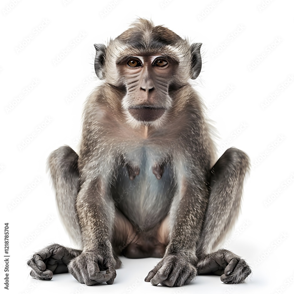 Curious Monkey Sitting in a Studio Setting with Soft Lighting Curious Monkey Sitting in a Studio Setting with Soft Lighting