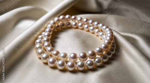 Elegant pearl bracelet displayed on soft satin fabric in warm lighting