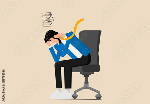 Regret over business mistakes, frustrated businessman holding his head sitting alone in a chair, frustration or depression, stupidity or foolishness of losing all money, stress and anxiety