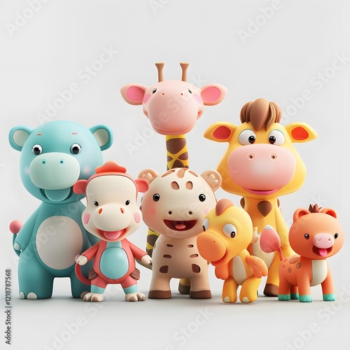 Cute Cartoon Animal Characters for Children's Illustration and Design photo