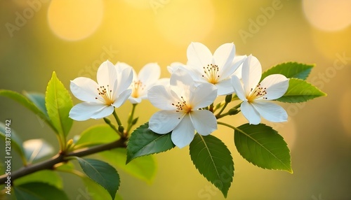 Delicate white cherry blossoms against a pastel blue sky, creating a peaceful atmosphere