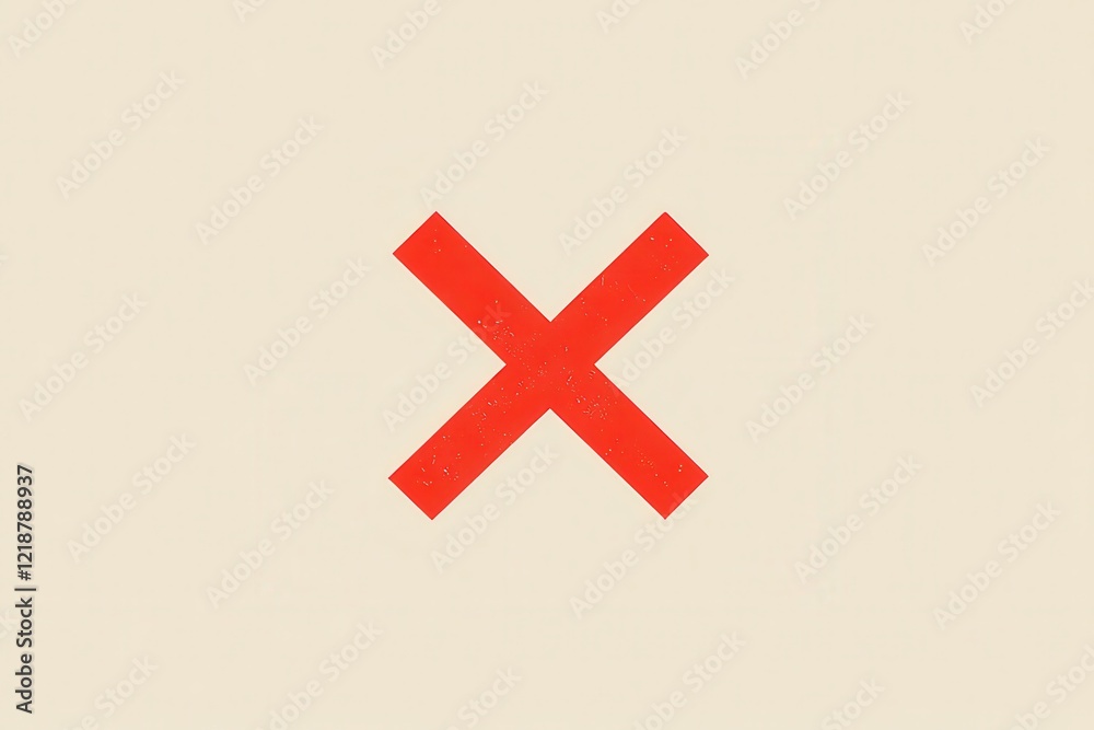 Obraz premium Bright red cross symbol on a light background conveying a clear message of prohibition or error