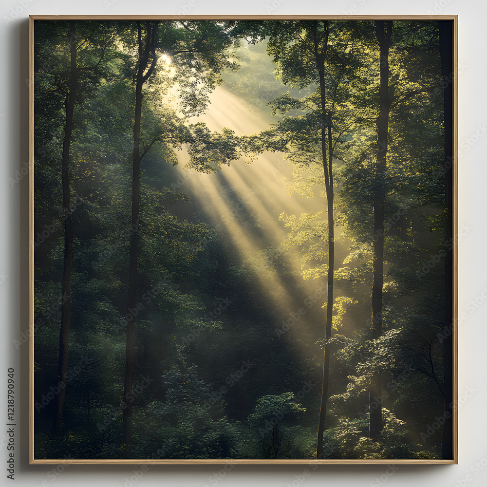 Naklejka premium sunbeams in forest.