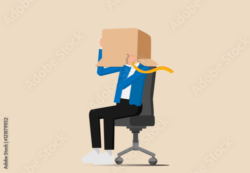 Business failure, shame not being able to face people or society, work mistakes or bad luck and misfortune, the concept of a bankrupt or failed entrepreneur, a depressed entrepreneur sitting covering 
