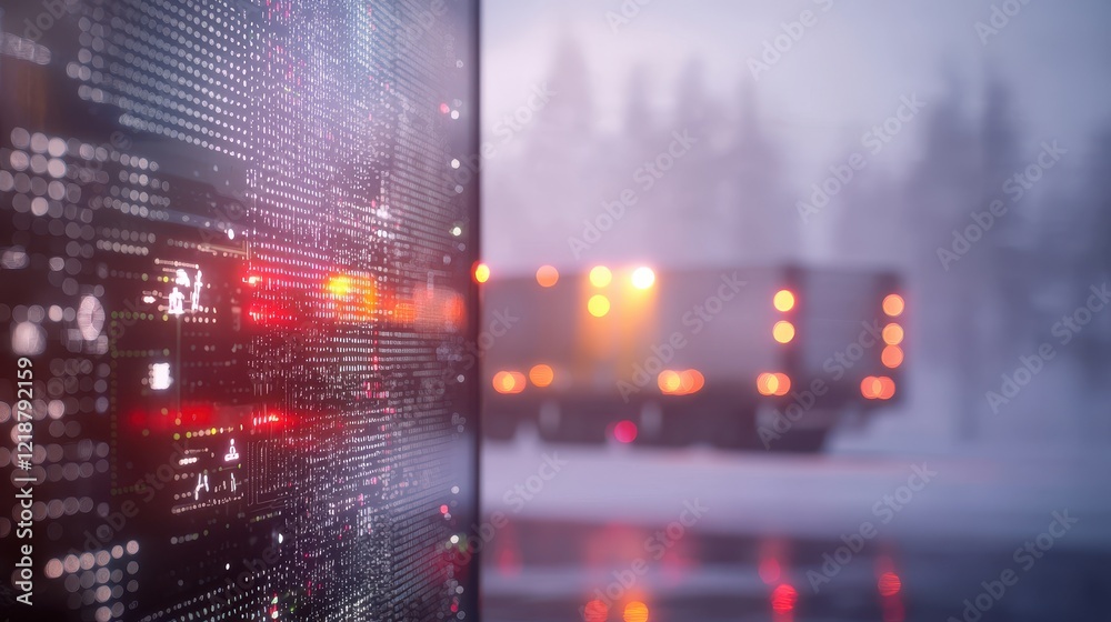 Fototapeta premium Abstract Digital Background with Blurry Truck View