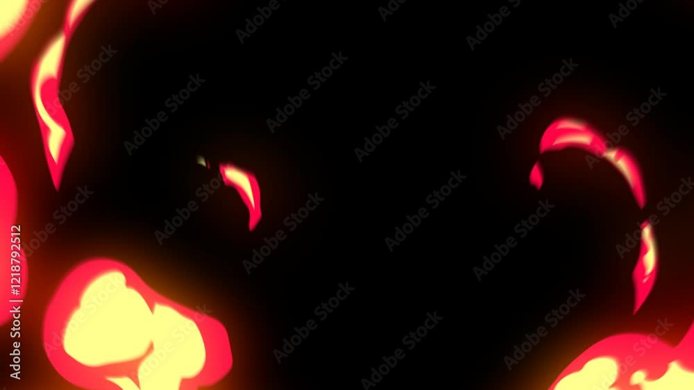 Cartoon fire with transition and alpha channel, anime fire and flashes