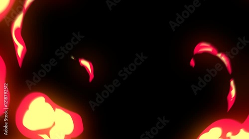 Cartoon fire with transition and alpha channel, anime fire and flashes