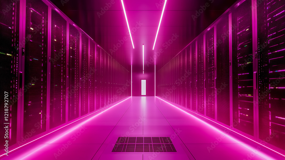 Fototapeta premium ネオンが彩るハイテクデータセンター