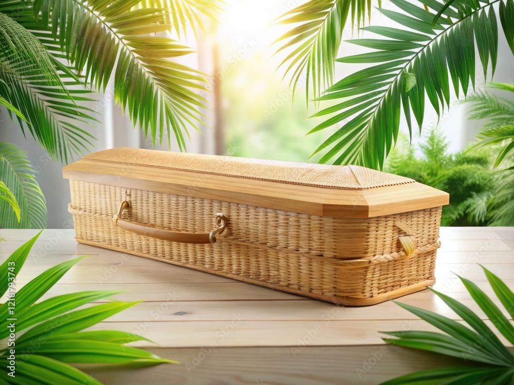Fototapeta premium Elegant, eco-friendly bamboo coffins: a sustainable and minimalist funeral choice.