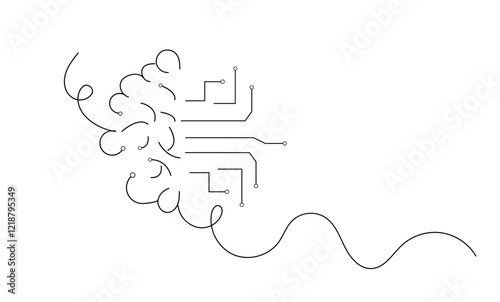 Continuous line brain and artificial intelligence concept