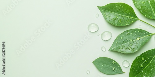 Fresh Green Leaves with Dew...