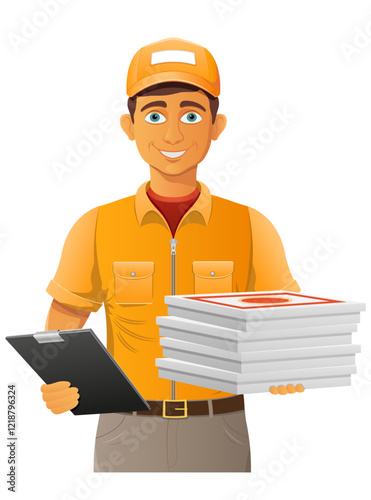 delivery young man courier service vector illustration isolated on white background