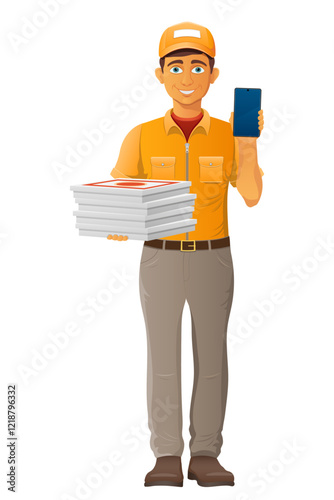 delivery young man courier service vector illustration isolated on white background