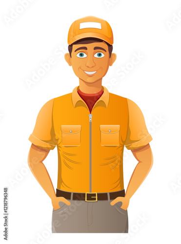 delivery young man courier service vector illustration isolated on white background