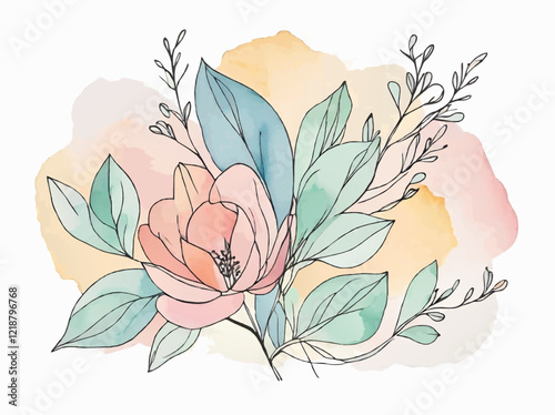 watercolor spring flower cartoon vector illustration