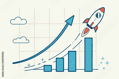 Exponential growth or compound interest, investment, wealth or earning rising up graph, business sales or profit increase concept, financial report graph
