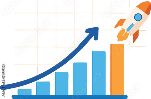 Exponential growth or compound interest, investment, wealth or earning rising up graph, business sales or profit increase concept, financial report graph
