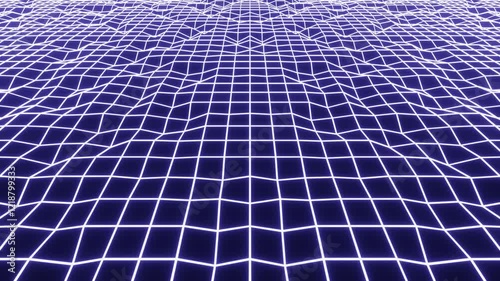 Light neon pulsating mesh on a black background. Wireframe background. Loop. 4K 30 fps 