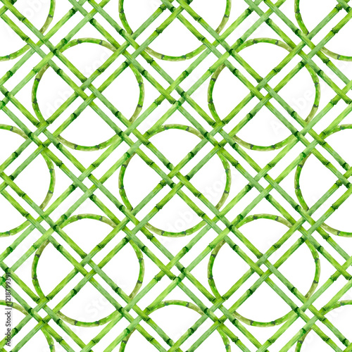 Beautiful vector seamless pattern with hand drawn bamboo lattice in vacation style. Ready print design.