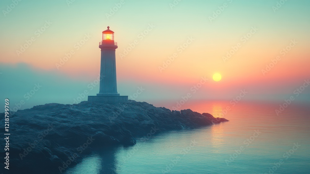 Serene Sunset Lighthouse: A Beacon of Hope at Dusk Serene Sunset Lighthouse: A Beacon of Hope at Dusk