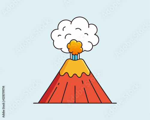 "Cartoon Volcano Eruption with Smoke and Lava – Vector Illustration"

