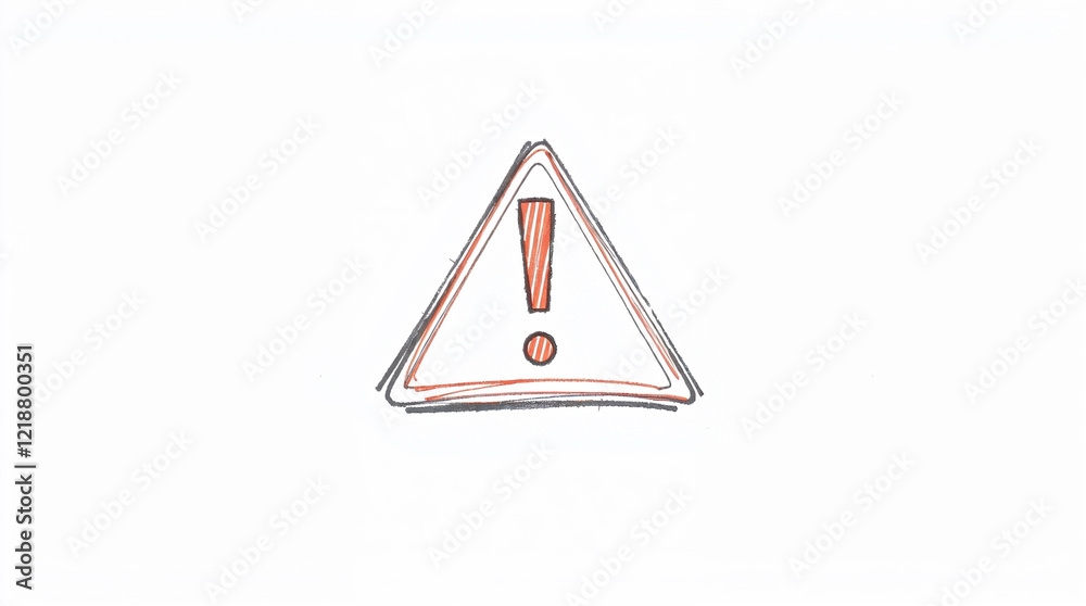 Handdrawn Warning Triangle Icon and Sign with Exclamation Mark Minimalist Sketch of Hacked System and Malicious Software Handdrawn Warning Triangle Icon and Sign with Exclamation Mark Minimalist Sketch of Hacked System and Malicious Software