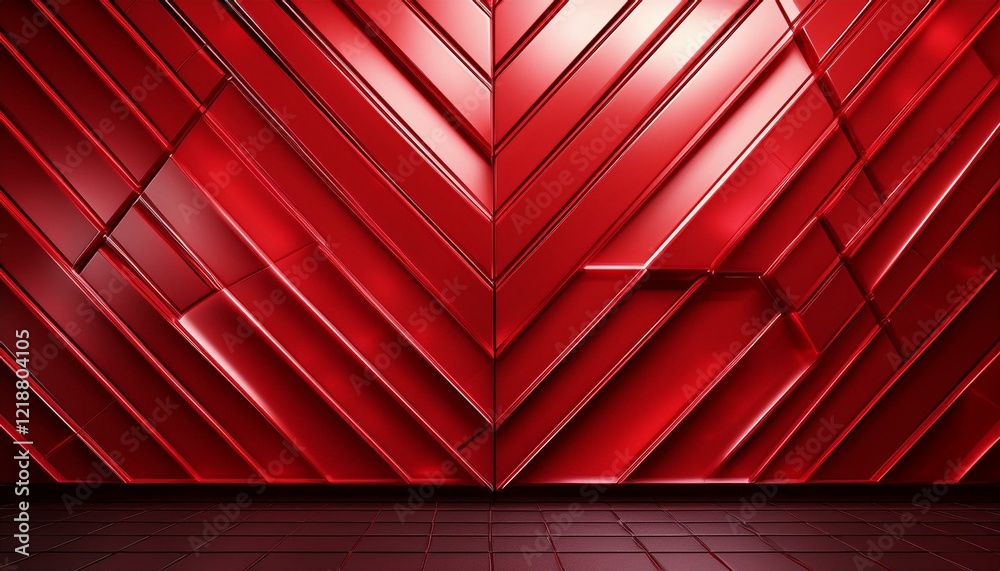 Obraz premium triangular 3d wall background with tiles red tile wallpaper with futuristic