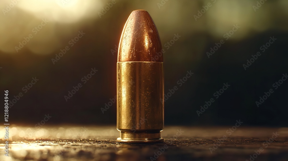 A full-shot of a realistic bullet with detailed engraving and metallic sheen, isolated on a dark background A full-shot of a realistic bullet with detailed engraving and metallic sheen, isolated on a dark background