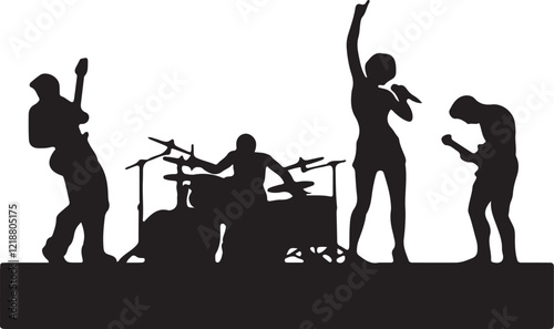 Illustration of band members in silhouette