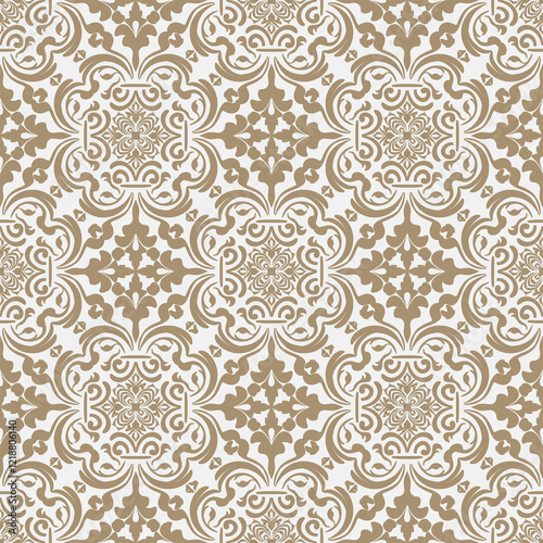 Vector damask seamless pattern with Ornamental Motifs for Decor Design.