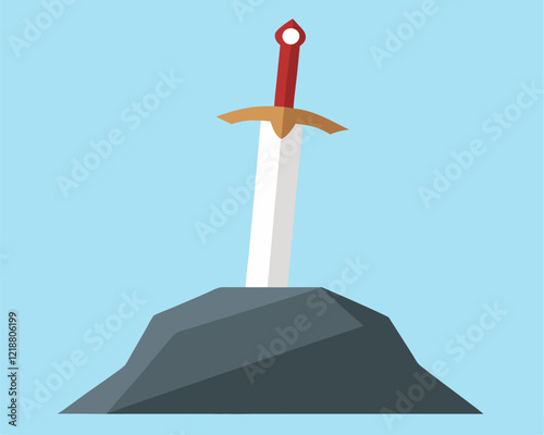 Legendary Sword in Stone – Excalibur Mythical Weapon Icon

