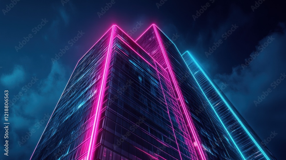 Neon Cityscape: Futuristic Architecture at Night Neon Cityscape: Futuristic Architecture at Night