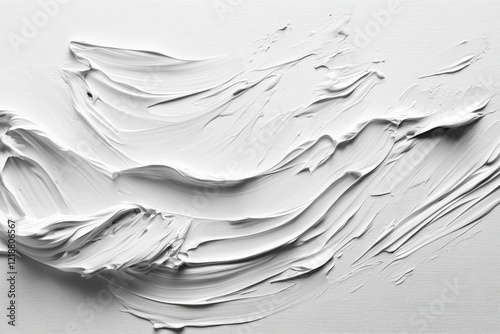 Creative texture with white paint applied on canvas showcasing unique strokes and patterns in an artistic manner photo