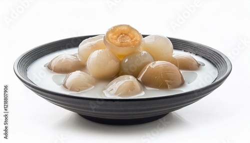 tub tim krob water chestnuts in coconut syrup isolated on white background white background photo