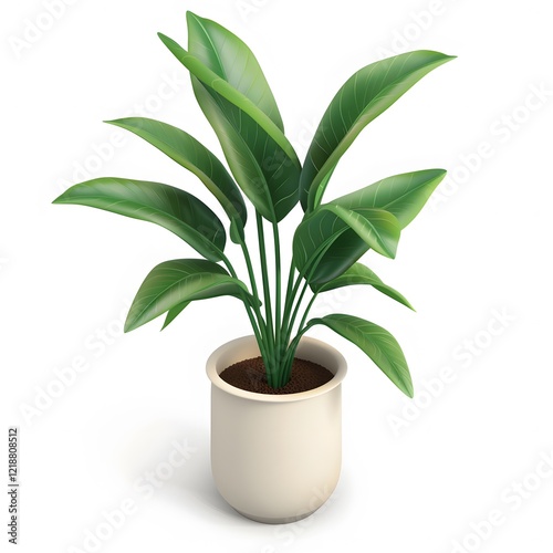 Wallpaper Mural Lush Green Potted Plant with Bright Leaves in Modern White Pot Torontodigital.ca